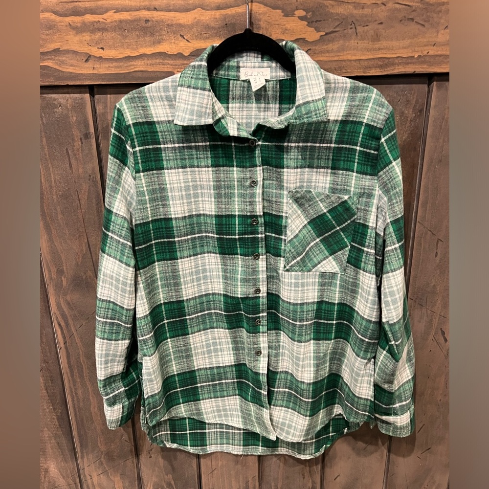 Birch & Stone plaid green flannel shirt